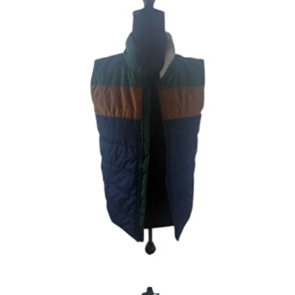 Carters Boys Puffer Vest Sherpa Lined Colorblock Green Brown Navy Size‎ 14/14A